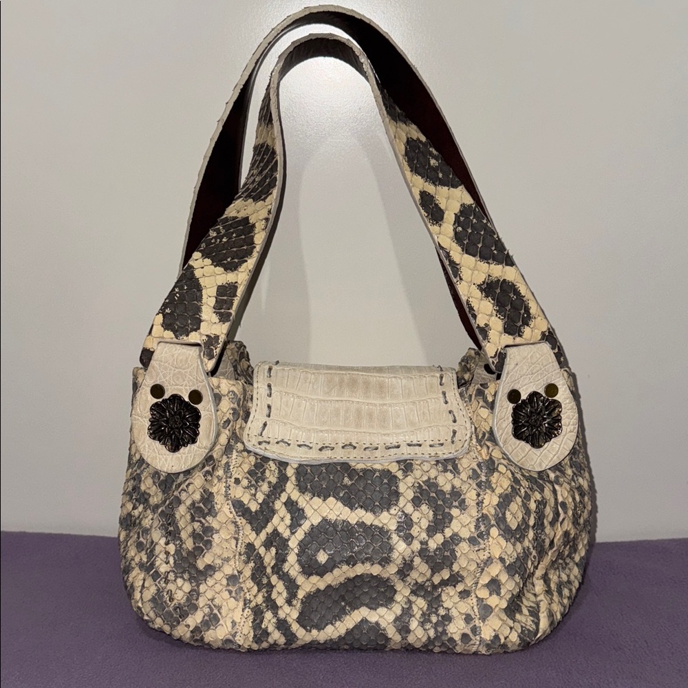 Carlos Falchi Python Luxurious Style Handbag With… - image 3